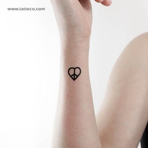 Peace & Love Symbol Temporary Tattoo - Set of 3
