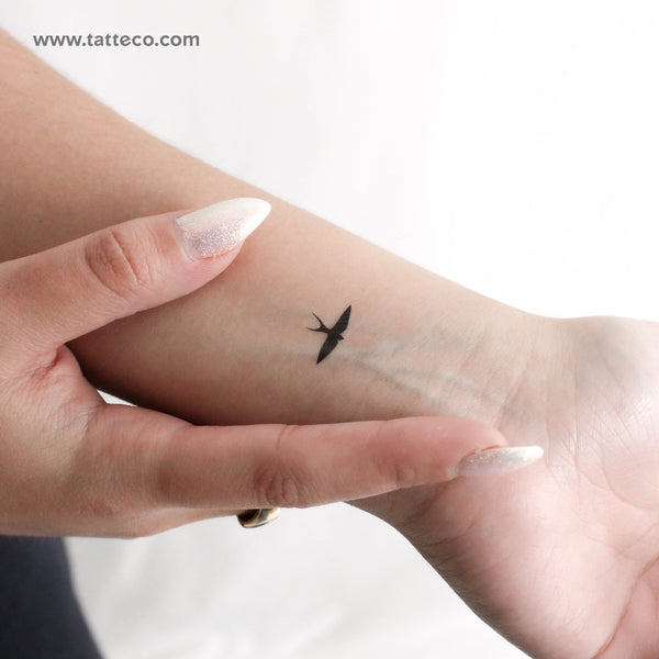 Small Flying Swallow Temporary Tattoo - Set of 3