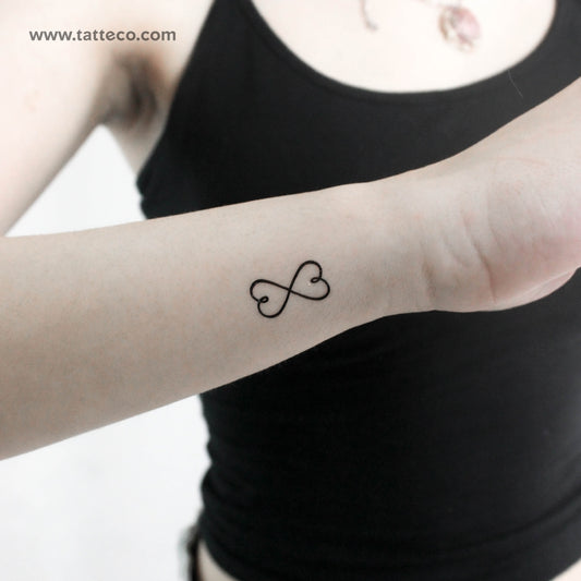 Tatuaje temporal pequeño de doble corazón infinito (juego de 3)