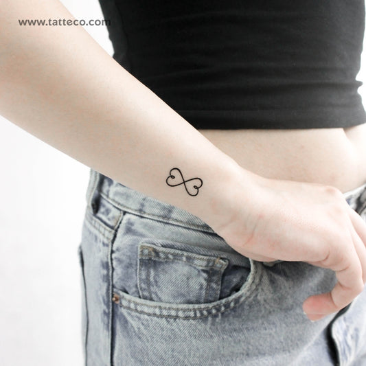 Tatuaje temporal pequeño de doble corazón infinito (juego de 3)
