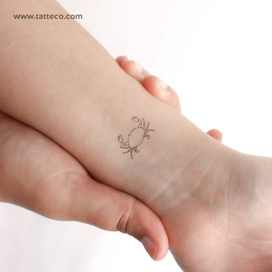 Fine Line Crab Temporary Tattoo - Set of 3