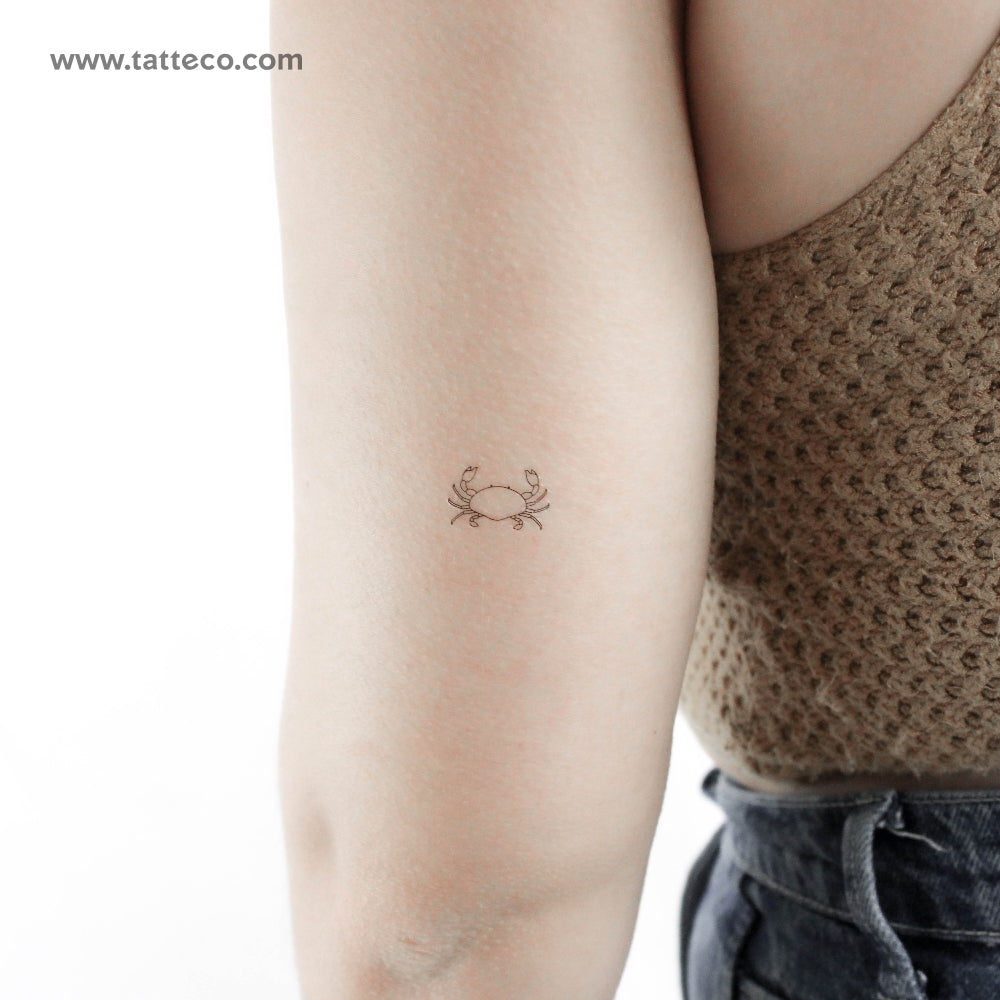 Fine Line Crab Temporary Tattoo - Set of 3