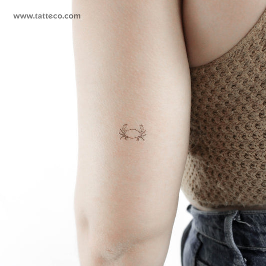 Fine Line Crab Temporary Tattoo - Set of 3