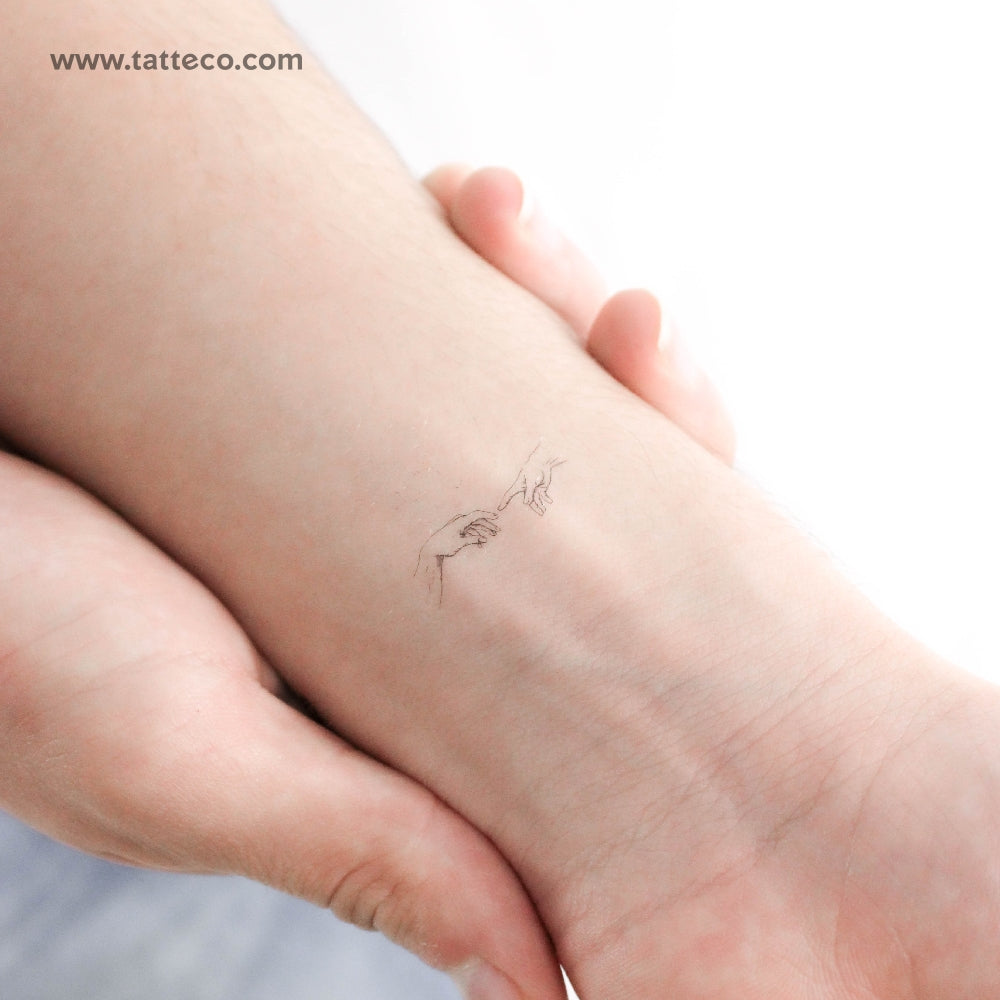 Small Creation of Adam Hands Temporary Tattoo - Set of 3