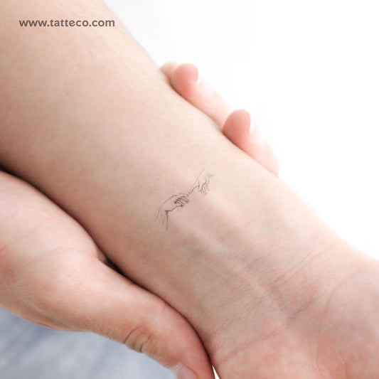 Small Creation of Adam Hands Temporary Tattoo - Set of 3