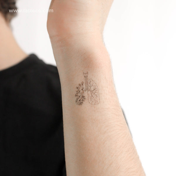 Small Floral Lungs Temporary Tattoo- Set of 3