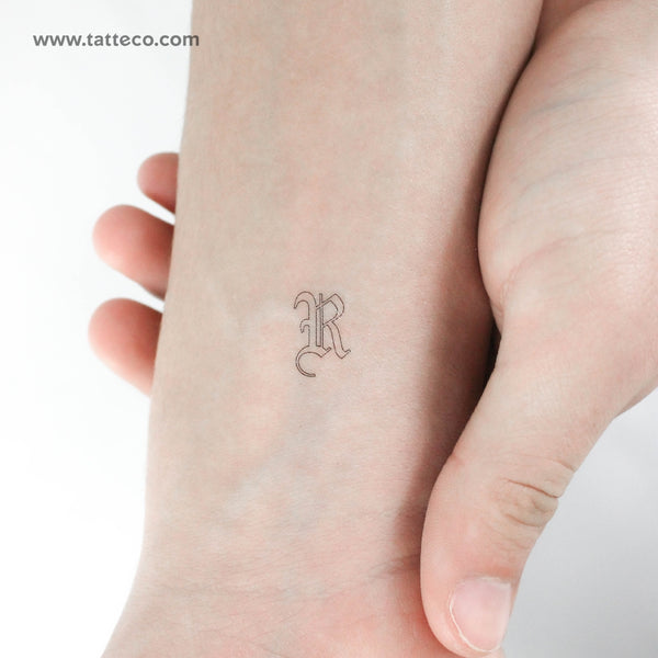 Old English R Letter Temporary Tattoo - Set of 3