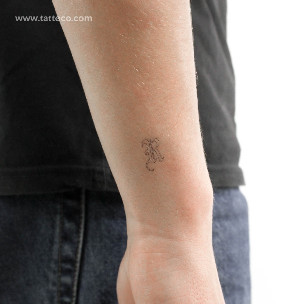 Old English R Letter Temporary Tattoo - Set of 3