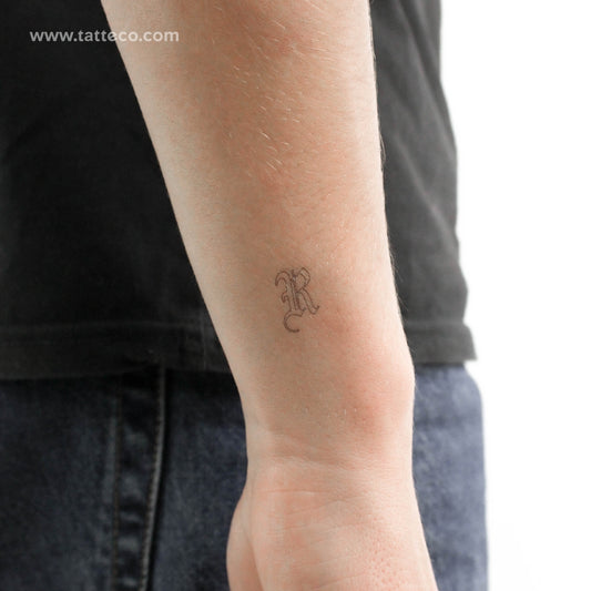 Old English R Letter Temporary Tattoo - Set of 3