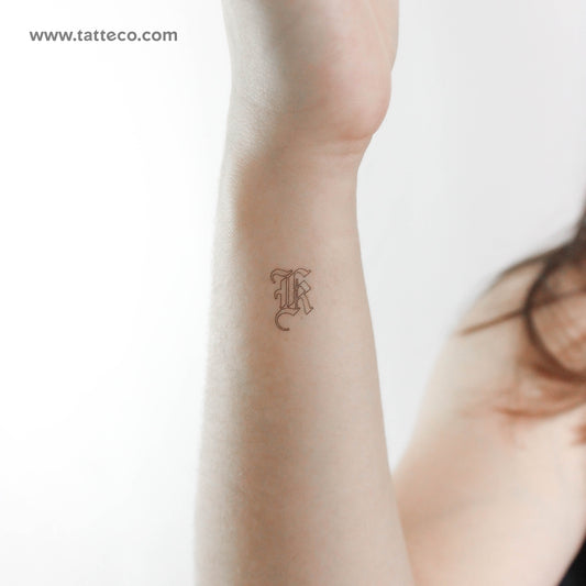 Old English K Letter Temporary Tattoo - Set of 3