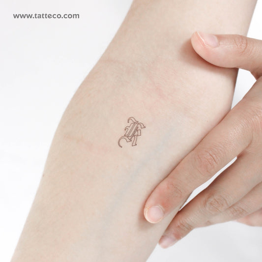 Old English K Letter Temporary Tattoo - Set of 3