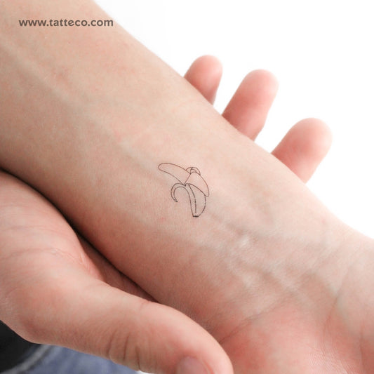 Tatuaje temporal de plátano de línea fina - Juego de 3