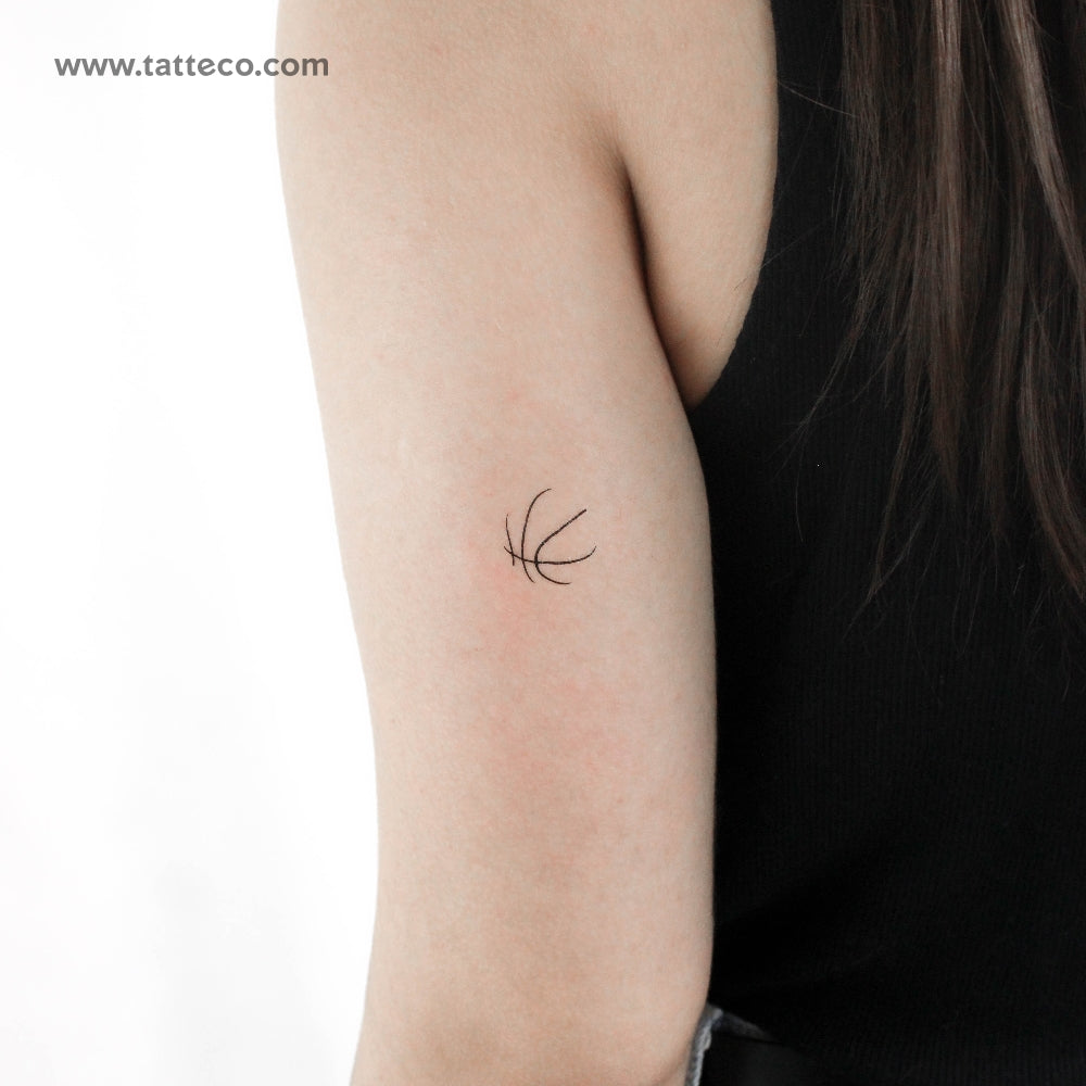 Minimalist Basketball Temporary Tattoo - Set of 3