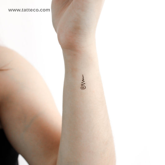 Unalome Khmer Sacred Symbol Temporary Tattoo - Set of 3