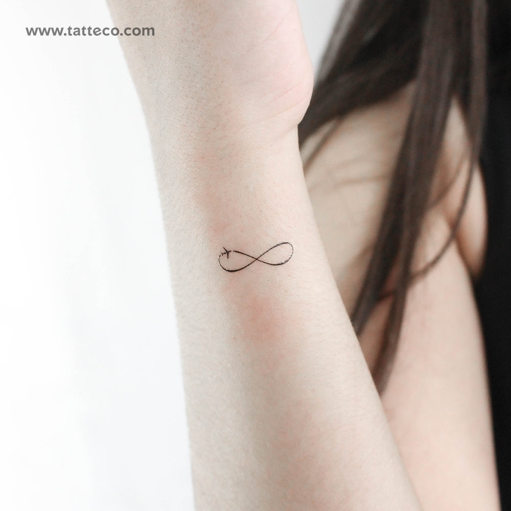 Infinity Airplane Symbol Temporary Tattoo - Set of 3