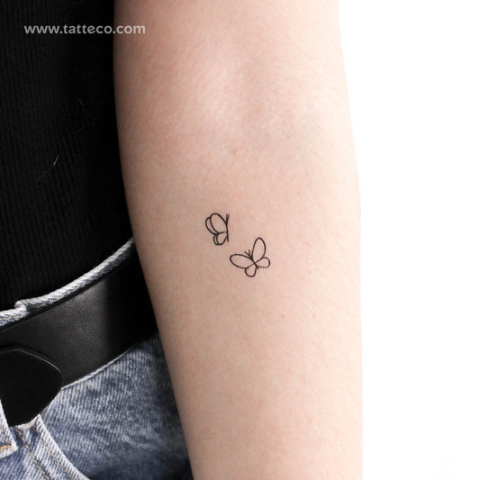 Tatuaje temporal minimalista de dos mariposas (juego de 3)