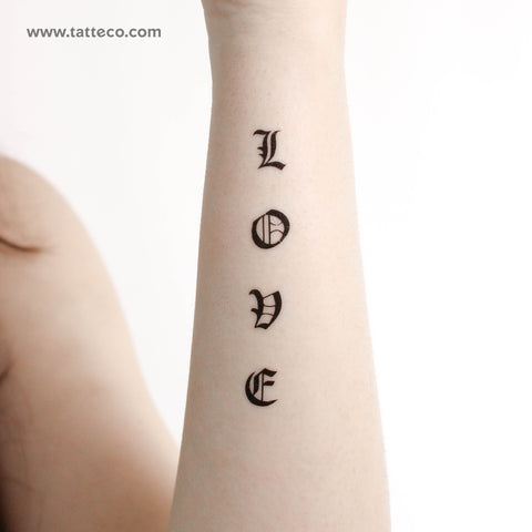 Gothic Love Temporary Tattoo - Set of 3