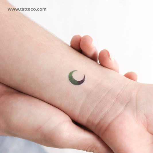 Tatuaje temporal de luna creciente verde (juego de 3)