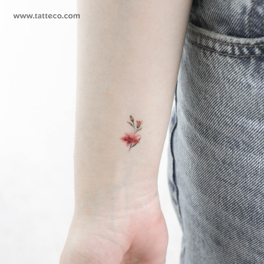 Small Lily Stargazer Temporary Tattoo - Set of 3