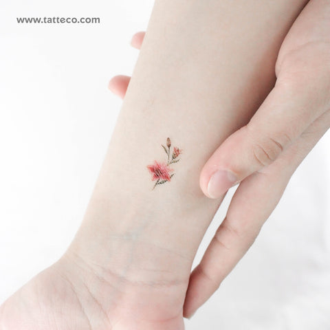 Small Lily Stargazer Temporary Tattoo - Set of 3