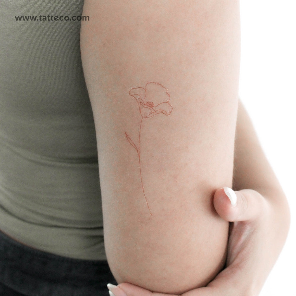 Poppy [Red] by Jakenowicz Temporary Tattoo - Set of 3