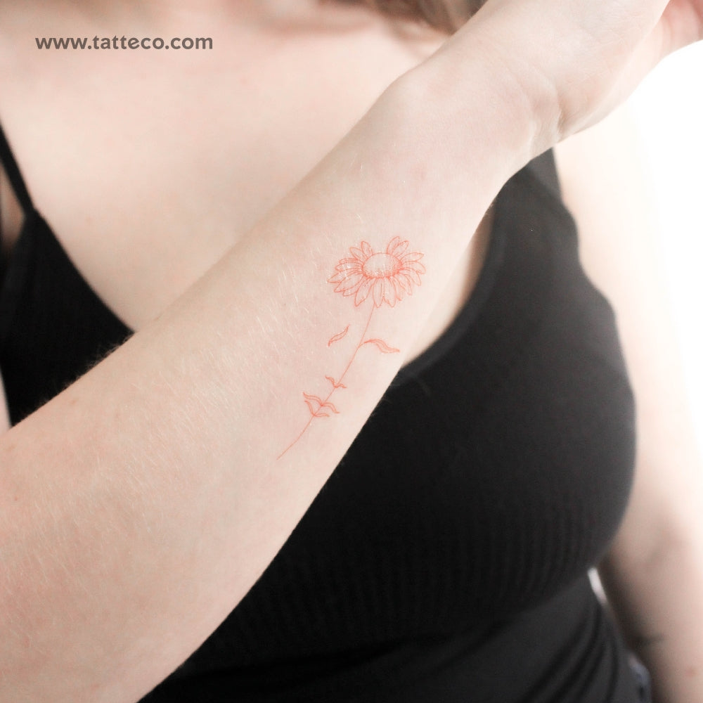Tatuaje temporal "Una margarita soñadora" [Rojo] de Jakenowicz - Juego de 3