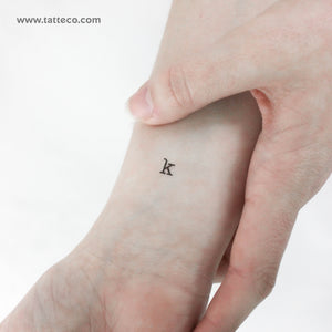 K Lowercase Typewriter Letter Temporary Tattoo - Set of 3