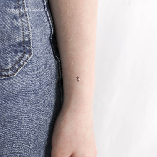 Tatuaje temporal de la letra T minúscula de máquina de escribir (juego de 3)