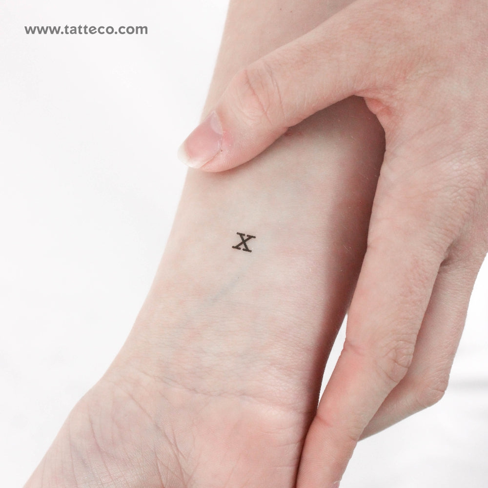 X Lowercase Typewriter Letter Temporary Tattoo - Set of 3