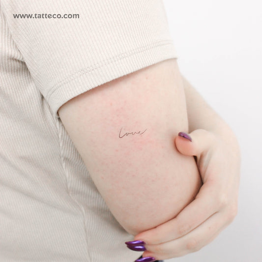 Tatuaje temporal de amor escrito a mano - Juego de 3