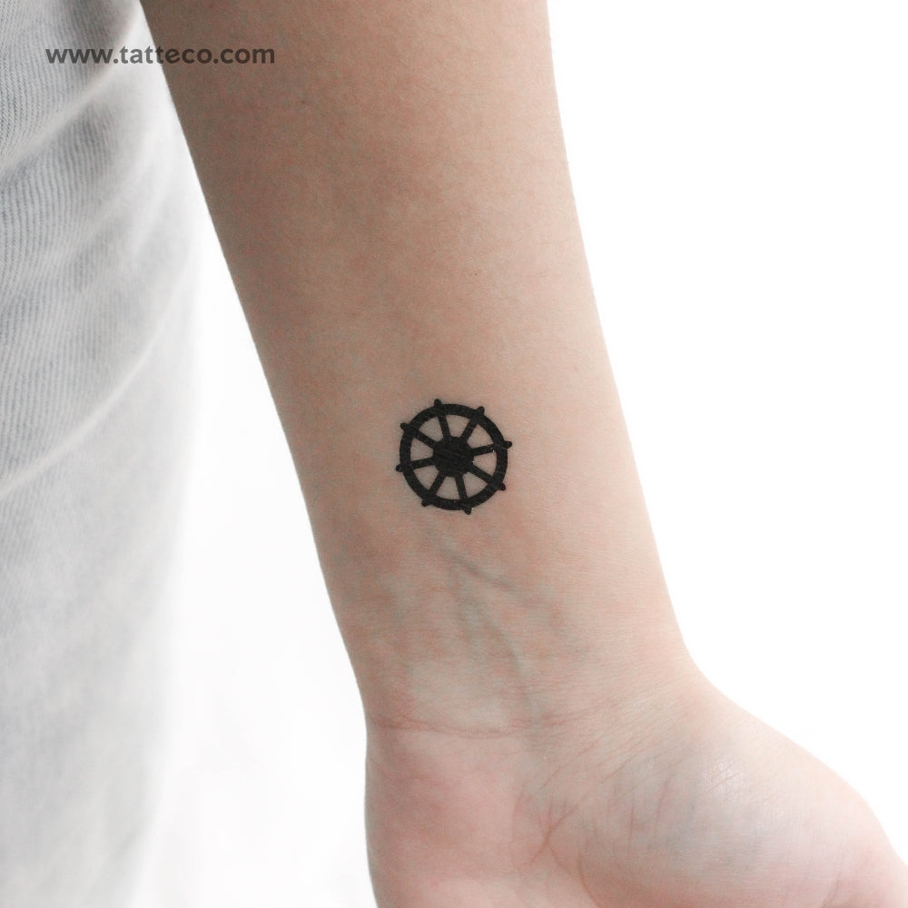 Tatuaje temporal de la Rueda del Dharma - Juego de 3