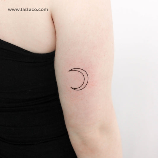 Tatuaje temporal de luna creciente de línea fina (juego de 3)