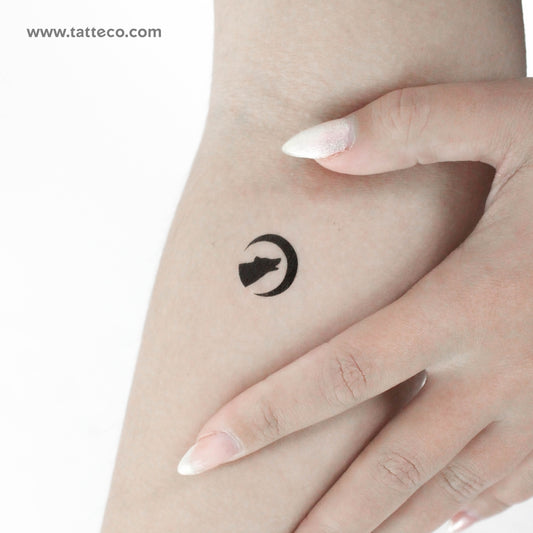 Tatuaje temporal de lobo lunar - Juego de 3
