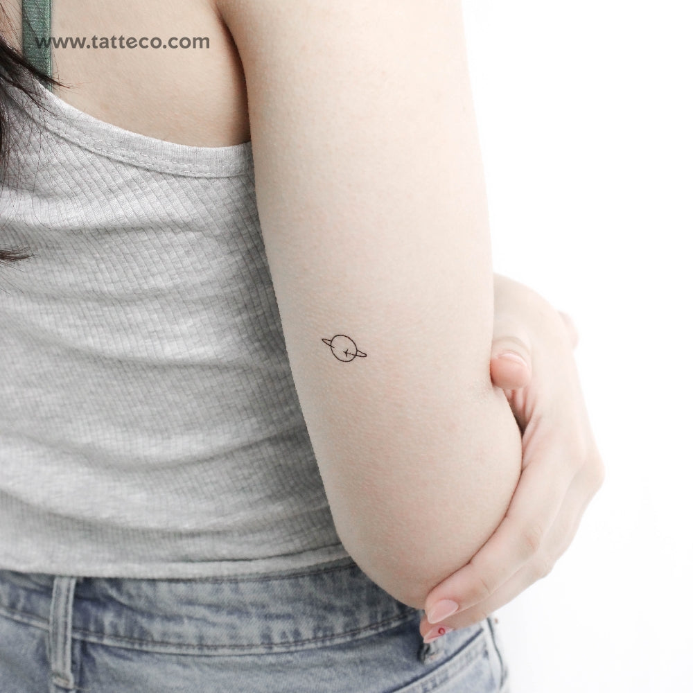 Flying Around Saturn Temporary Tattoo - Set of 3