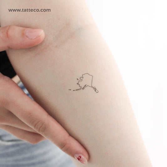 Alaska Map Outline Temporary Tattoo - Set of 3