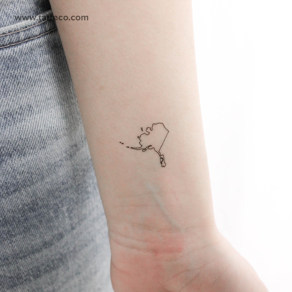 Alaska Map Outline Temporary Tattoo - Set of 3