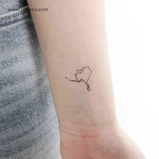 Alaska Map Outline Temporary Tattoo - Set of 3