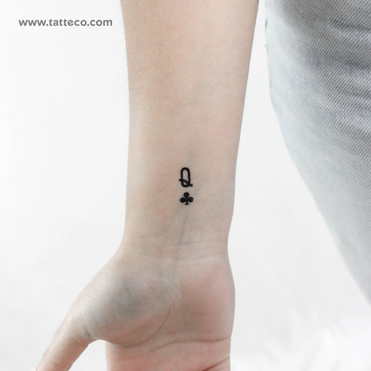 Queen Of Clubs Temporary Tattoo - Set of 3