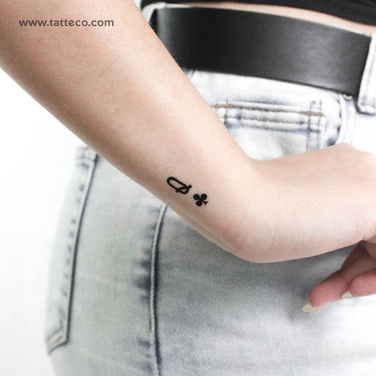 Queen Of Clubs Temporary Tattoo - Set of 3