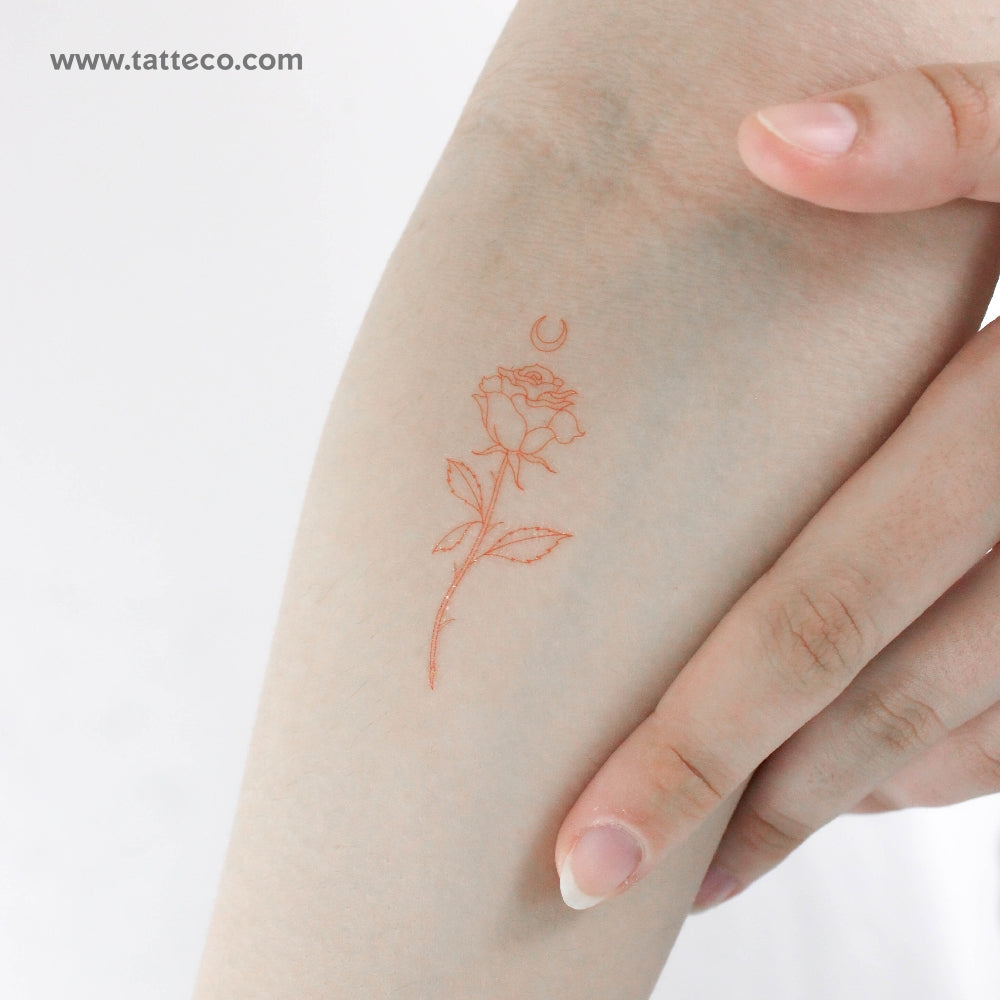 Moon Rose [Red] by Jakenowicz Temporary Tattoo - Set of 3
