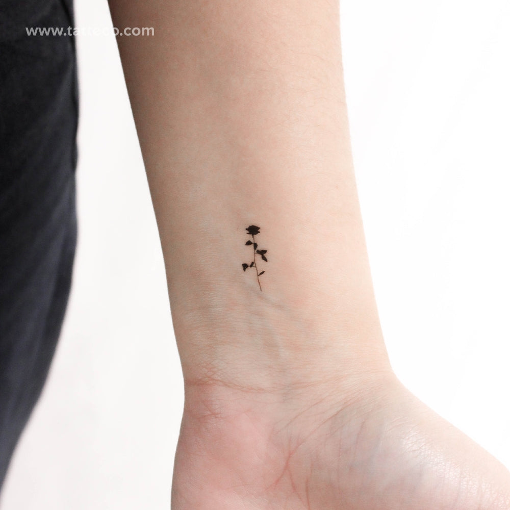 Tatuaje temporal de rosa negra pequeña (juego de 3)