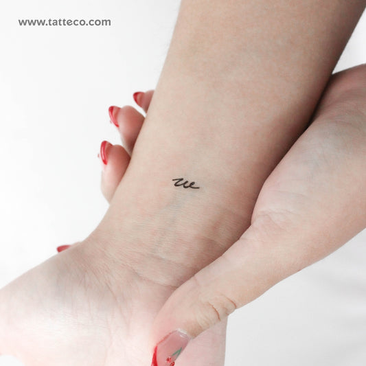 Tatuaje temporal de letra W escrita a mano - Juego de 3