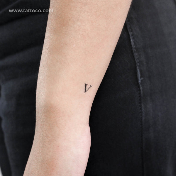V Serif Capital Letter Temporary Tattoo - Set of 3