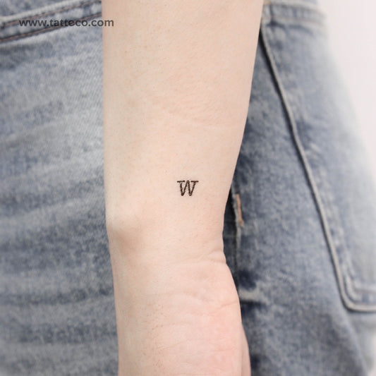 Tatuaje temporal de la letra W mayúscula de máquina de escribir (juego de 3)
