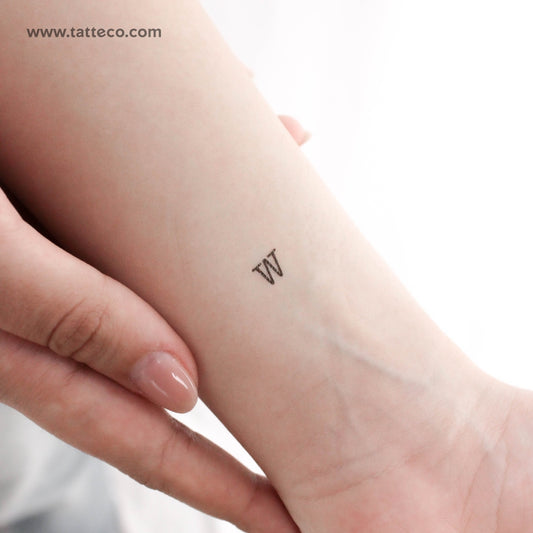 Tatuaje temporal de la letra W mayúscula de máquina de escribir (juego de 3)