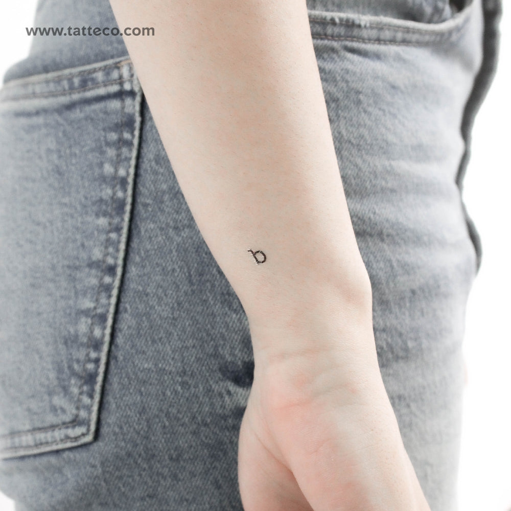 Tatuaje temporal de la letra B minúscula de máquina de escribir (juego de 3)