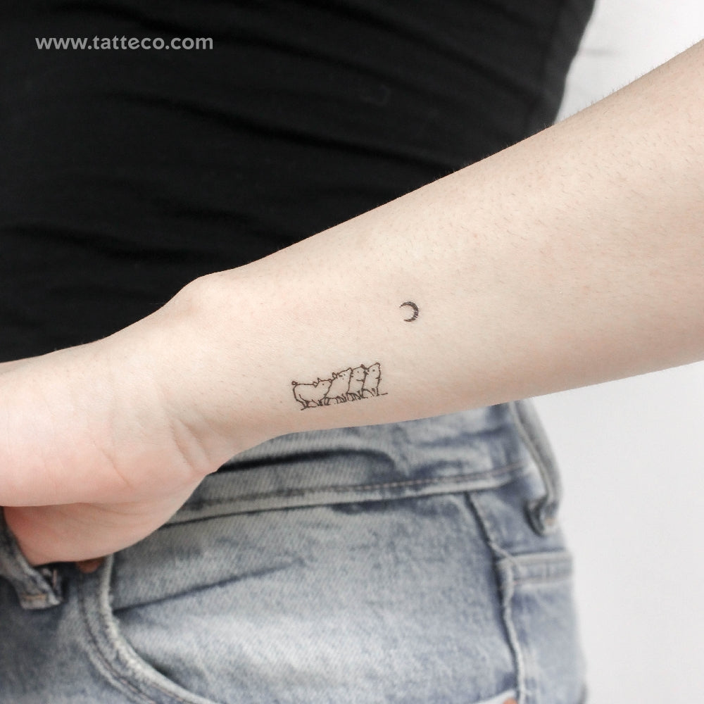 Piglets And The Moon Temporary Tattoo - Set of 3