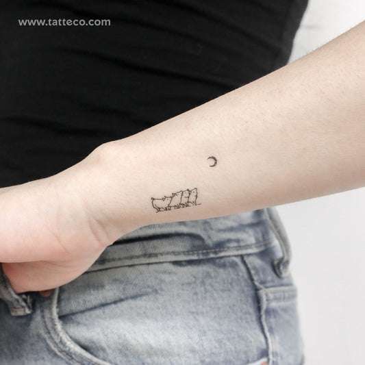 Tatuaje temporal de cerditos y la luna (juego de 3)