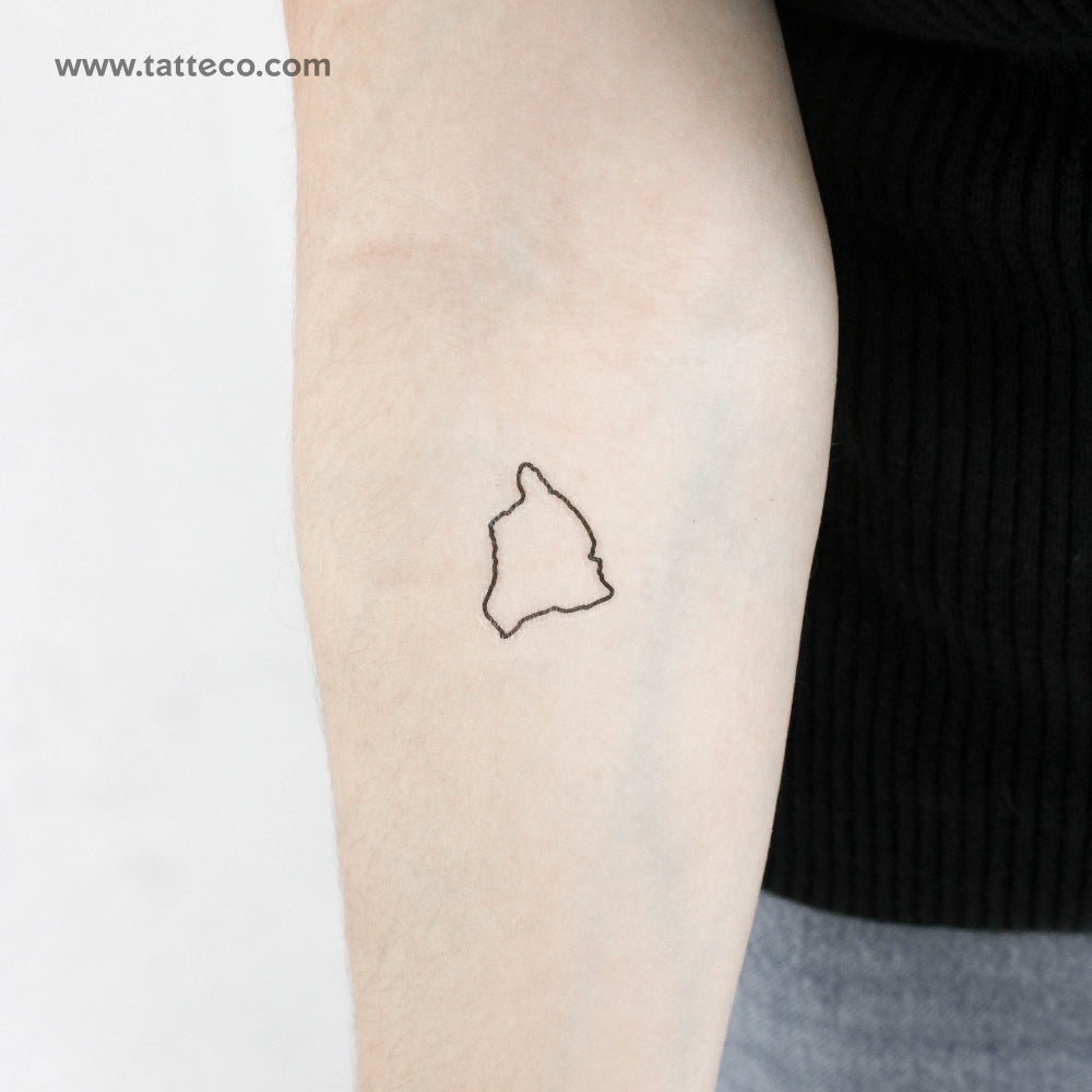 Hawaii Island Map Temporary Tattoo - Set of 3