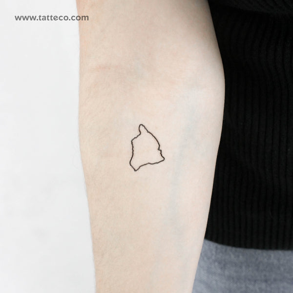 Hawaii Island Map Temporary Tattoo - Set of 3